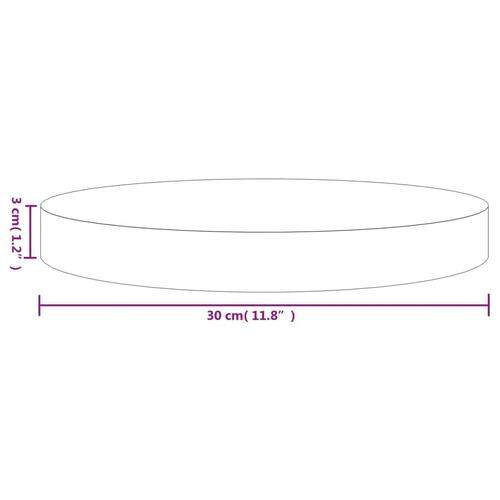 Bordplade Ø30x3 cm rund massivt fyrretræ hvid