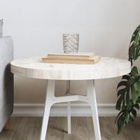 Bordplade Ø50x3 cm rund massivt fyrretræ hvid