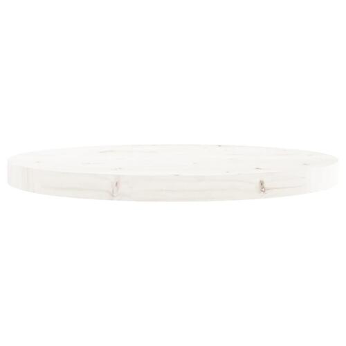 Bordplade Ø50x3 cm rund massivt fyrretræ hvid