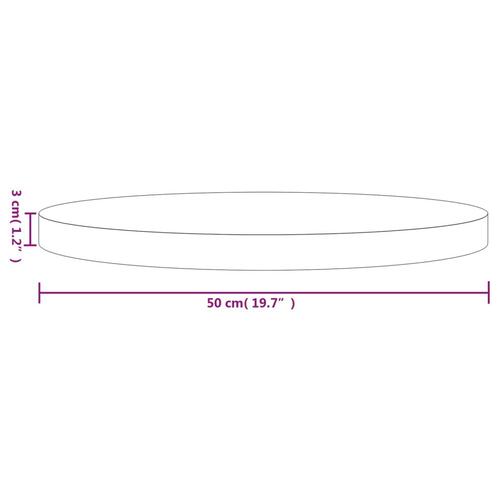 Bordplade Ø50x3 cm rund massivt fyrretræ hvid
