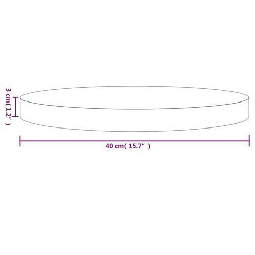 Bordplade Ø40x3 cm rund massivt fyrretræ