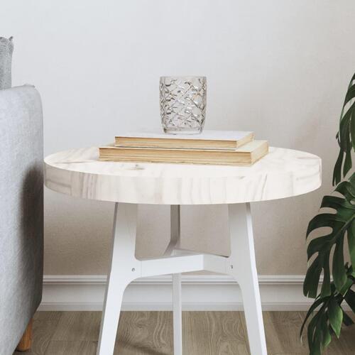 Bordplade Ø40x3 cm rund massivt fyrretræ hvid