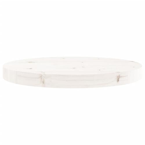 Bordplade Ø40x3 cm rund massivt fyrretræ hvid