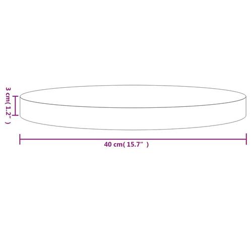 Bordplade Ø40x3 cm rund massivt fyrretræ hvid