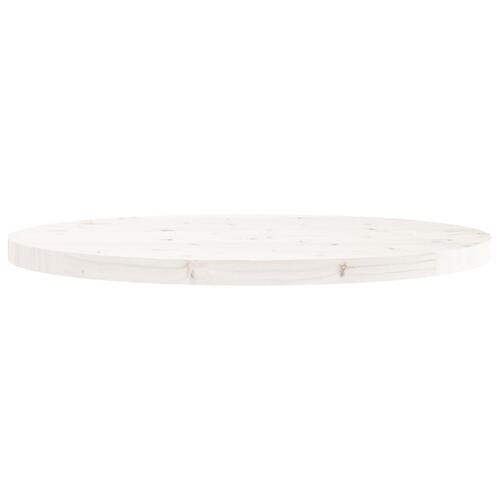 Bordplade Ø80x3 cm rundt massivt fyrretræ hvid