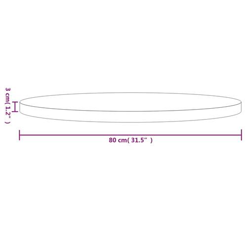 Bordplade Ø80x3 cm rundt massivt fyrretræ hvid