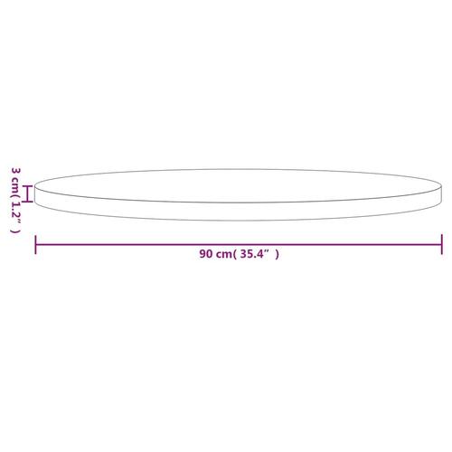 Bordplade Ø90x3 cm rund massivt fyrretræ hvid