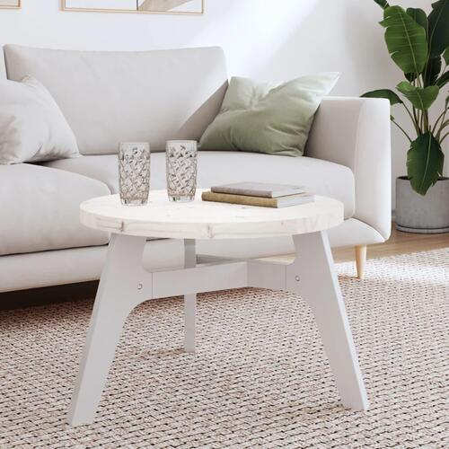Bordplade Ø60x3 cm rund massivt fyrretræ hvid