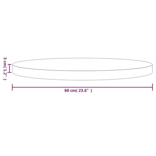 Bordplade Ø60x3 cm rund massivt fyrretræ hvid