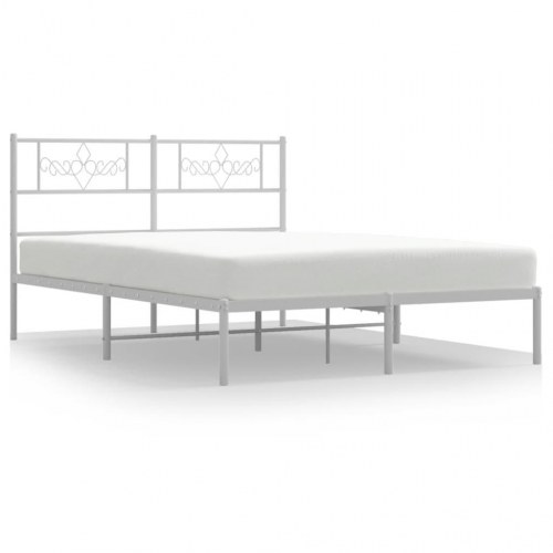 Sengeramme med sengegavl 140×190 cm - metal, hvid