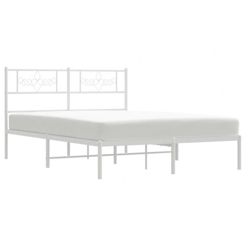 Sengeramme med sengegavl 140×190 cm - metal, hvid