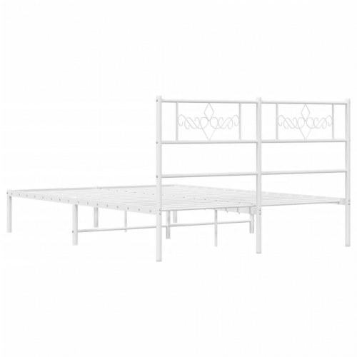 Sengeramme med sengegavl 140×190 cm - metal, hvid
