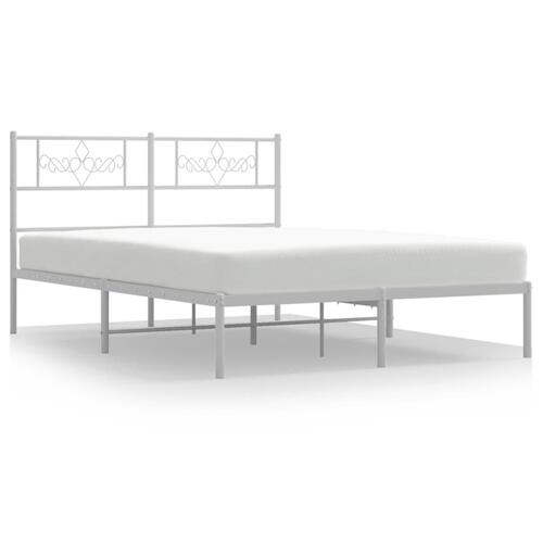 Sengeramme med sengegavl 140x200 cm metal hvid
