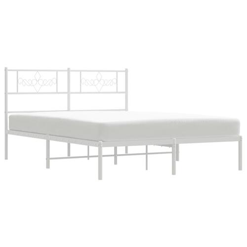 Sengeramme med sengegavl 140x200 cm metal hvid