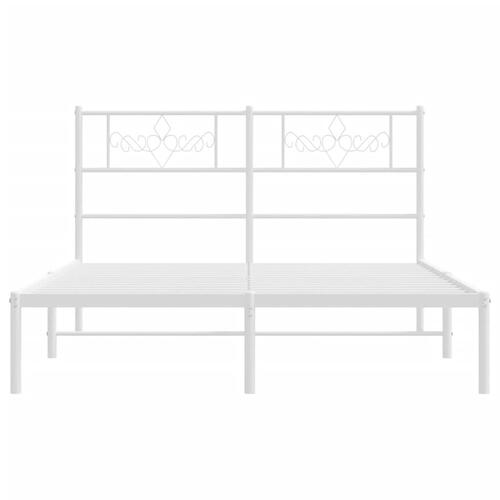 Sengeramme med sengegavl 140x200 cm metal hvid