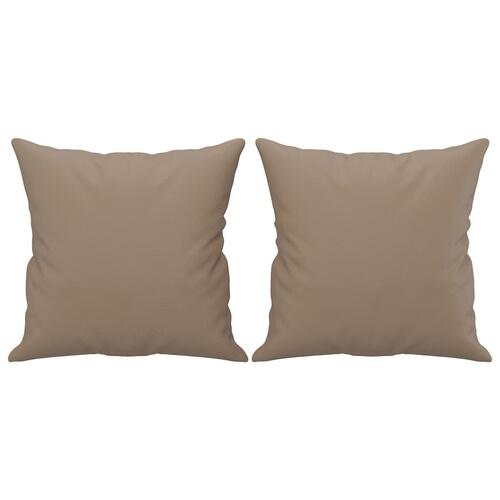 2 personers sofa med puder kunstlæder cappuccinofarvet