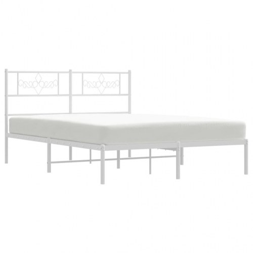 Sengeramme med sengegavl 120×190 cm - metal, hvid