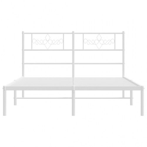 Sengeramme med sengegavl 120×190 cm - metal, hvid