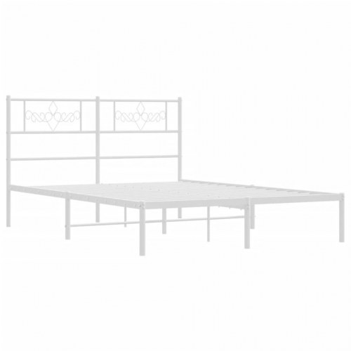 Sengeramme med sengegavl 120×190 cm - metal, hvid