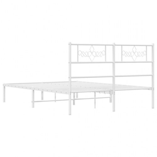 Sengeramme med sengegavl 120×190 cm - metal, hvid