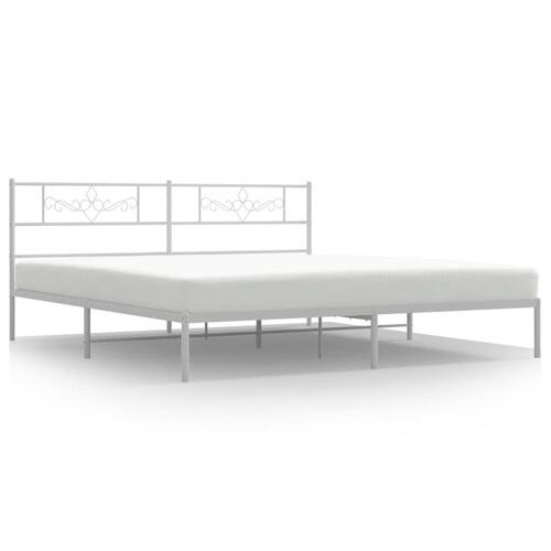 Sengeramme med sengegavl 180x200 cm metal hvid