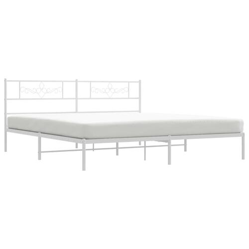 Sengeramme med sengegavl 180x200 cm metal hvid