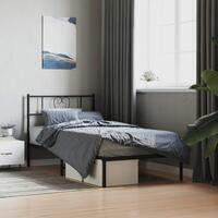 Sengeramme med sengegavl 100x200 cm metal sort