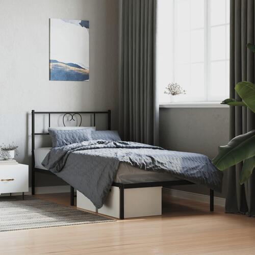 Sengeramme med sengegavl 100x200 cm metal sort