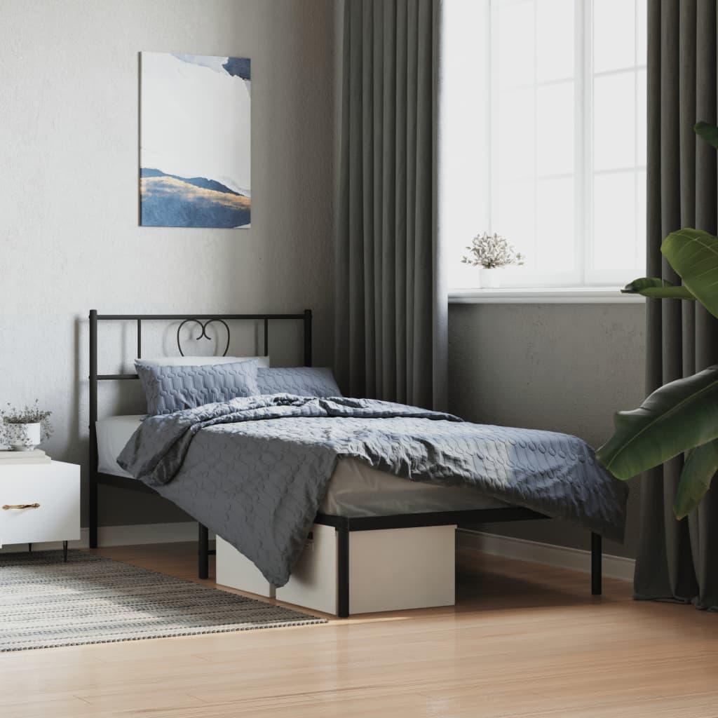 Sengeramme med sengegavl 100x200 cm metal sort