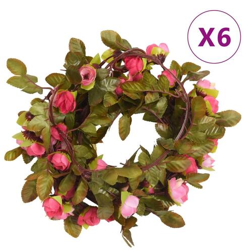 Blomsterguirlander til jul 3 stk. 215 cm rosenrød