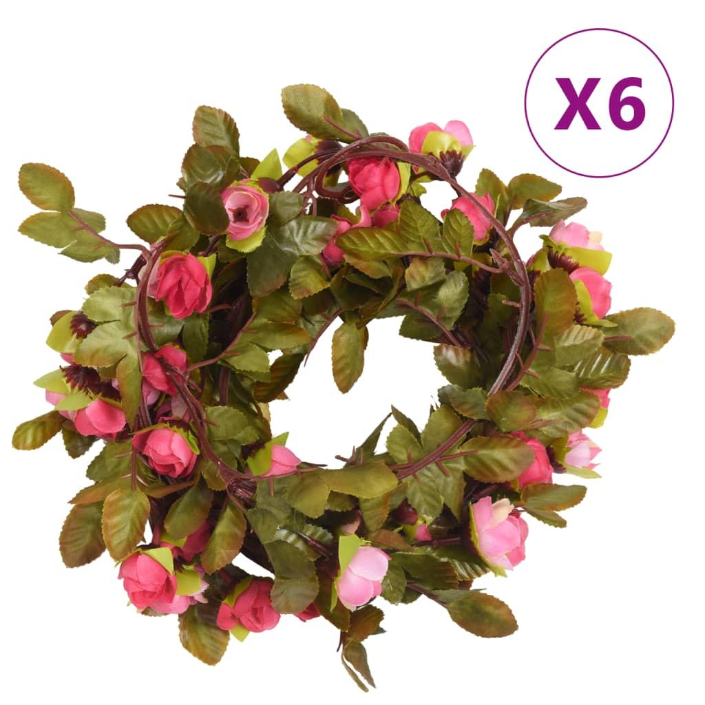 Blomsterguirlander til jul 3 stk. 215 cm rosenrød