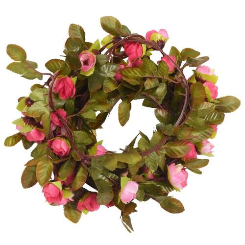 Blomsterguirlander til jul 3 stk. 215 cm rosenrød