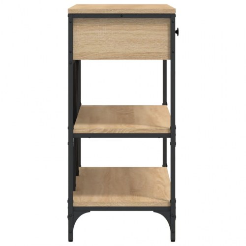 Konsolbord med skuffer og hylder - konstrueret træ i sonoma-eg, 100 × 34,5 × 75 cm