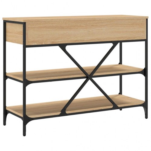 Konsolbord med skuffer og hylder - konstrueret træ i sonoma-eg, 100 × 34,5 × 75 cm