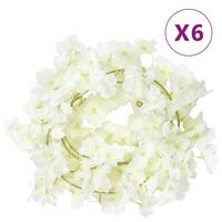Blomsterguirlander til jul 6 stk. 180 cm hvid