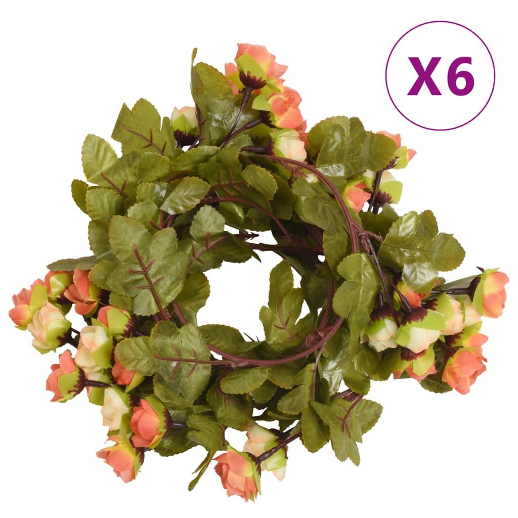 Blomsterguirlander til jul 6 stk. 215 cm vinrød