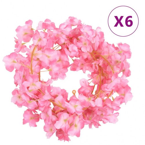 Blomsterguirlander til jul 6 stk. 180 cm mørk pink