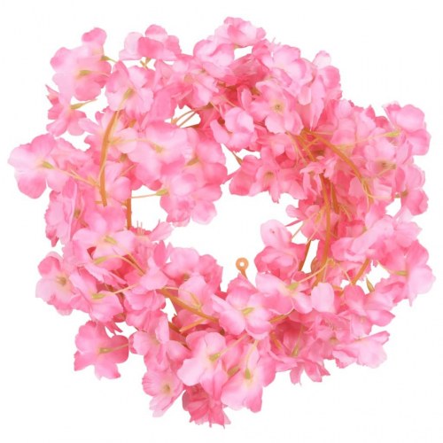Blomsterguirlander til jul 6 stk. 180 cm mørk pink
