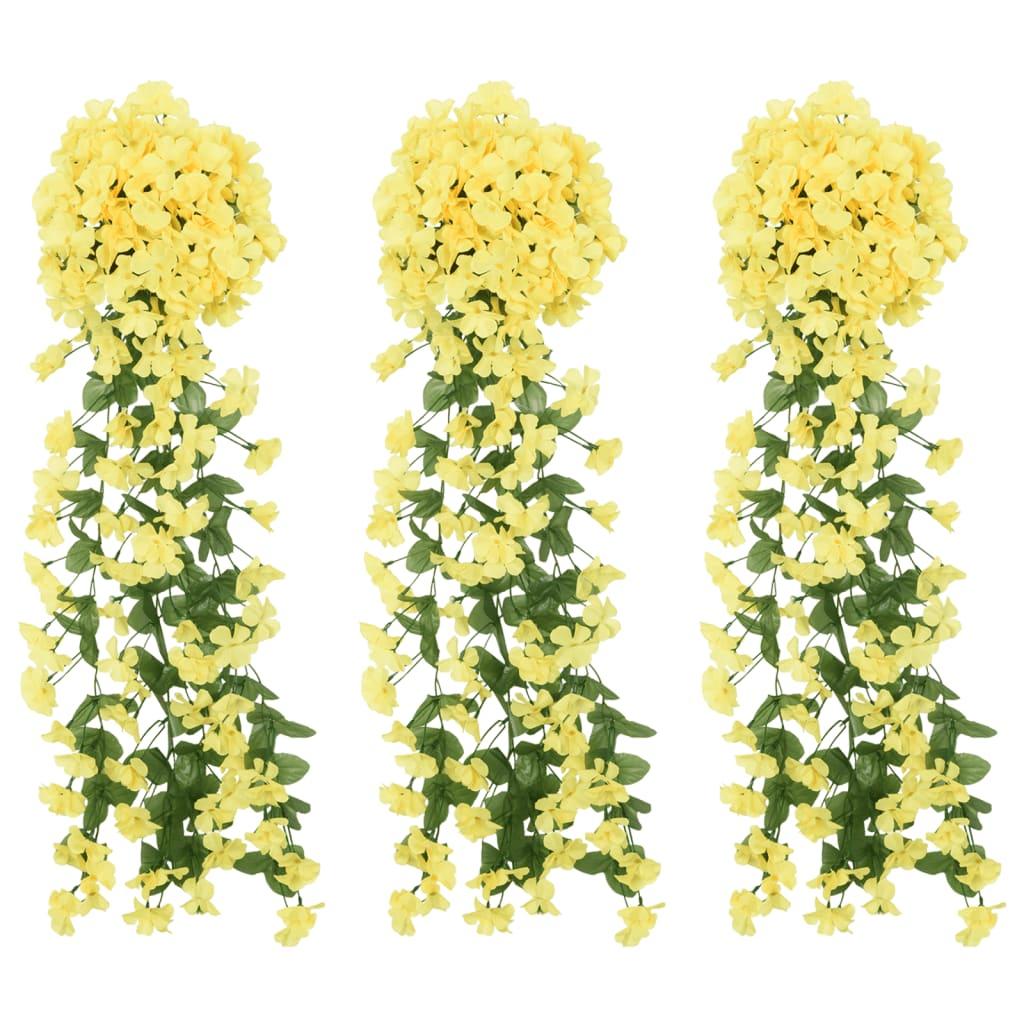 Blomsterguirlander til jul 3 stk. 85 cm gul