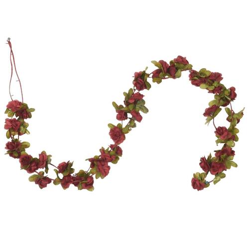 Blomsterguirlander til jul 6 stk. 250 cm vinrød