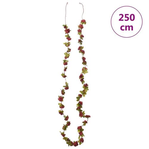 Blomsterguirlander til jul 6 stk. 250 cm vinrød
