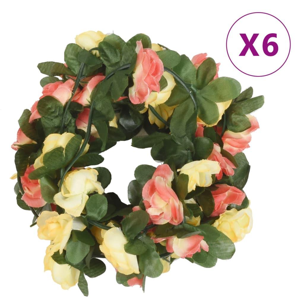 Blomsterguirlander til jul 6 stk. 250 cm forårsfarver