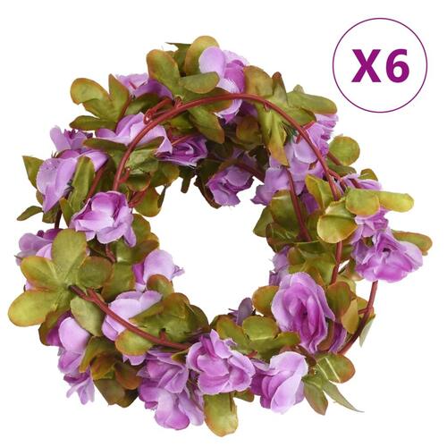 Blomsterguirlander til jul 6 stk. 250 cm lyslilla