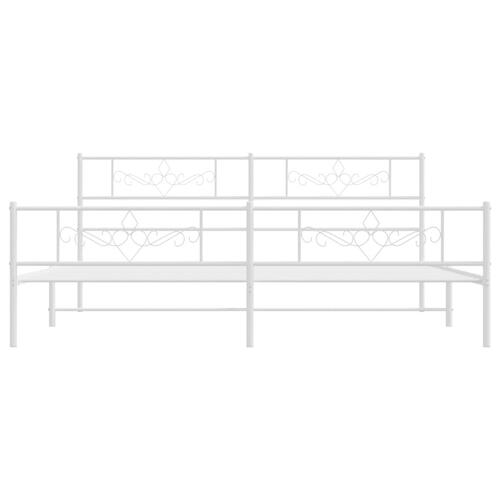 Sengeramme med sengegavl og fodgærde 180x200 cm metal hvid
