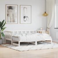Daybed med udtræk 80x200 cm massivt fyrretræ hvid