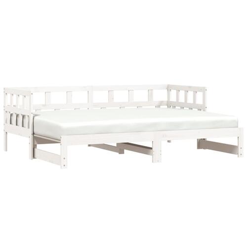 Daybed med udtræk 80x200 cm massivt fyrretræ hvid