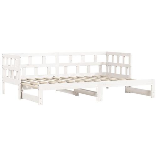 Daybed med udtræk 80x200 cm massivt fyrretræ hvid