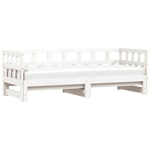 Daybed med udtræk 80x200 cm massivt fyrretræ hvid