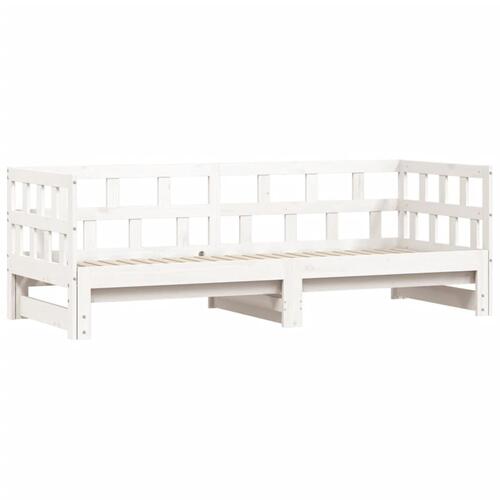 Daybed med udtræk 80x200 cm massivt fyrretræ hvid