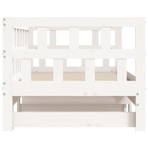 Daybed med udtræk 80x200 cm massivt fyrretræ hvid